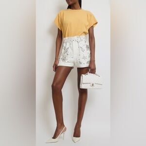 Isabel Marant White floral sequin Patterned Women's Shorts 34 NWT $850